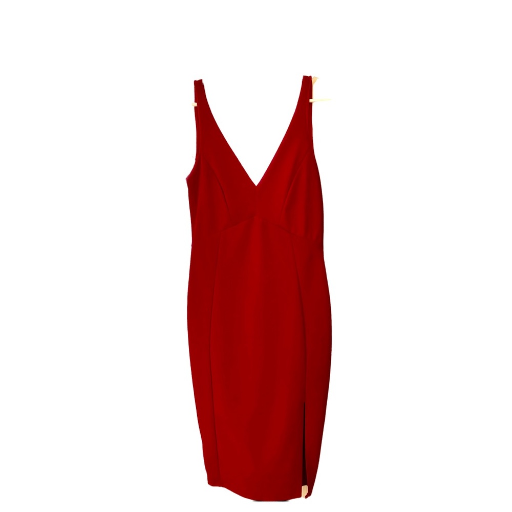 Red bodycon midi dress
